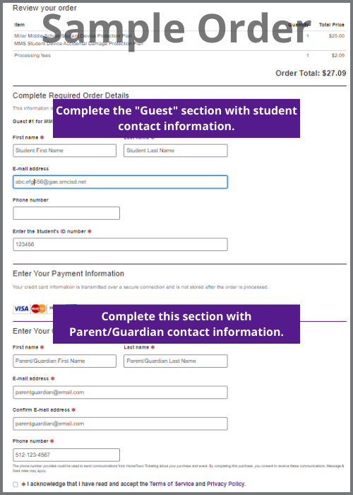 Sample Order Form